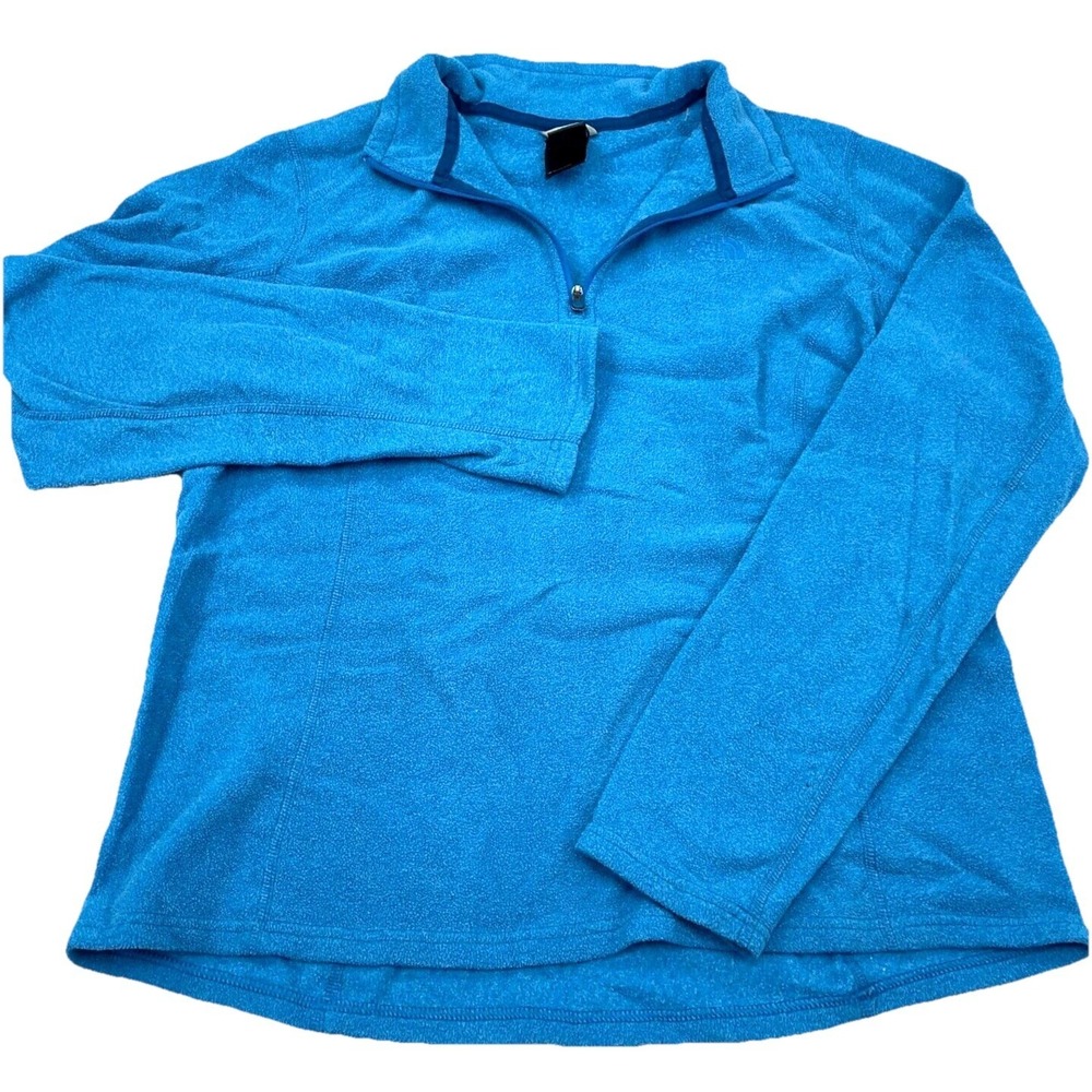 North Face Sweater Women Large Blue Pullover Quarter Zip Fleece Jacket Ladies A3